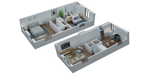 Floor plan for 2 beds, 1 bath, 817 sqft